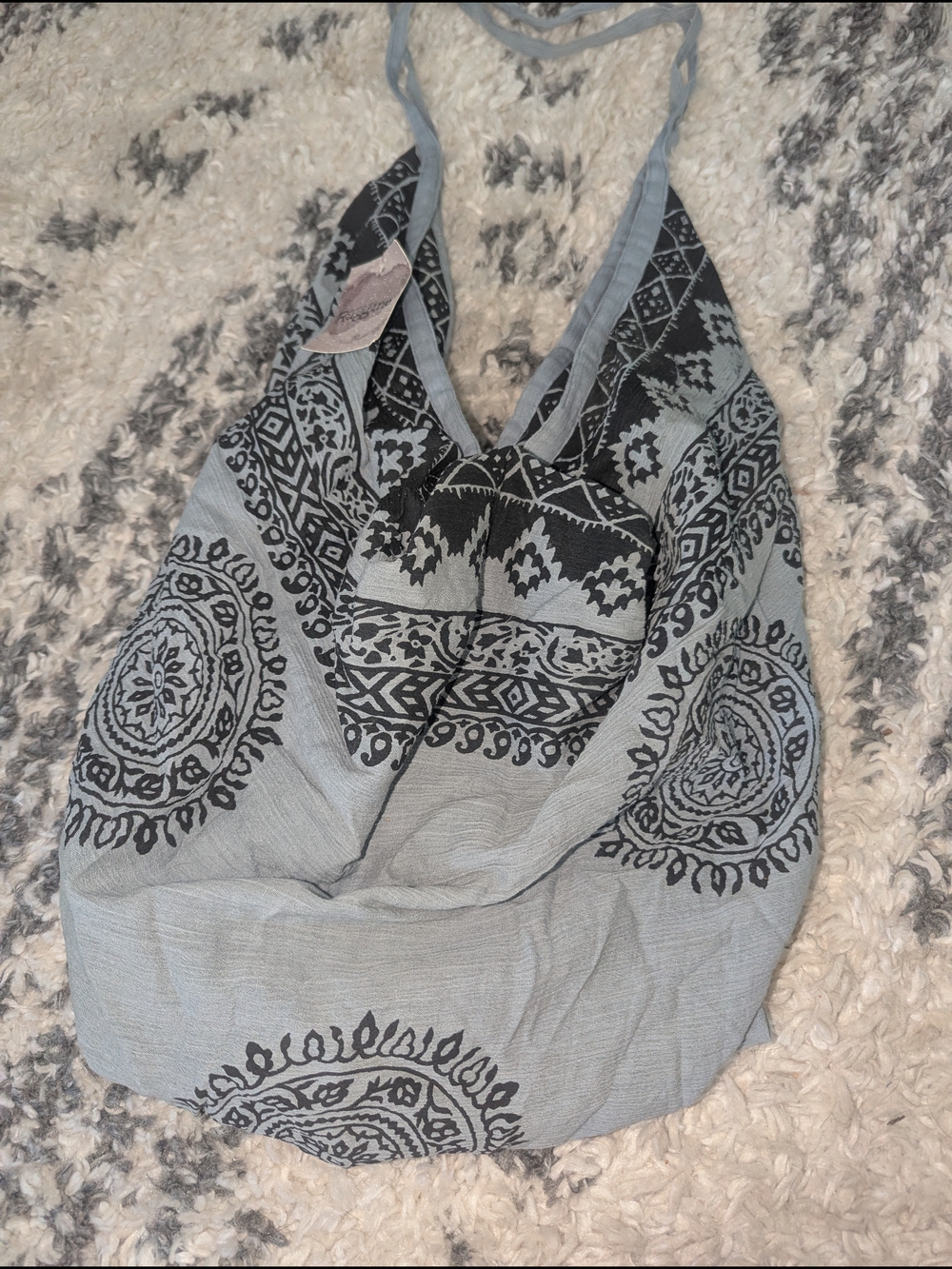 Gray and Black Boho Halter Camisole Tote - Women's Casual Carryall